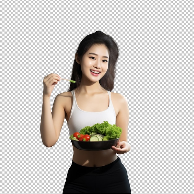 PSD woman with healthy food nutrion and green life