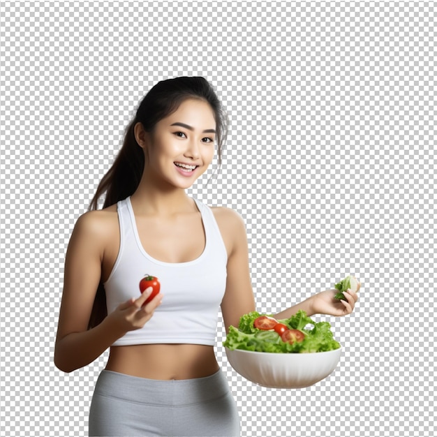 PSD woman with healthy food nutrion and green life