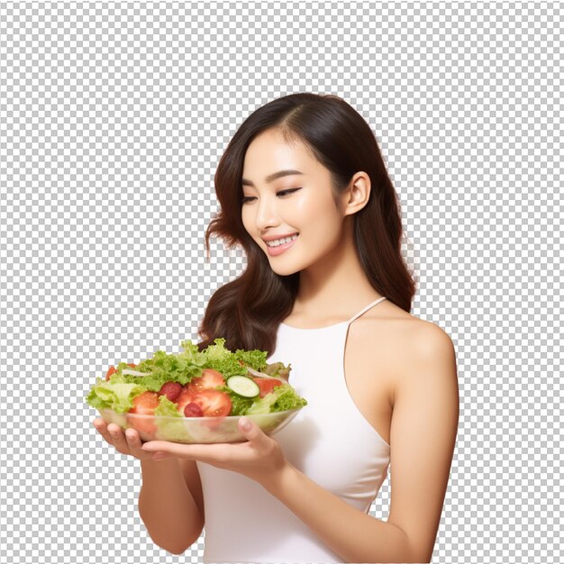 PSD woman with healthy food nutrion and green life