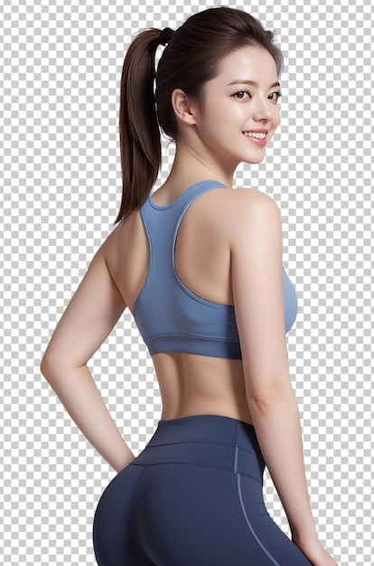PSD a woman with a pony tail wearing fitness yoga wear