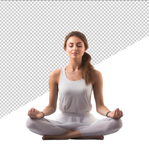 PSD a woman in a yoga pose with her eyes closed