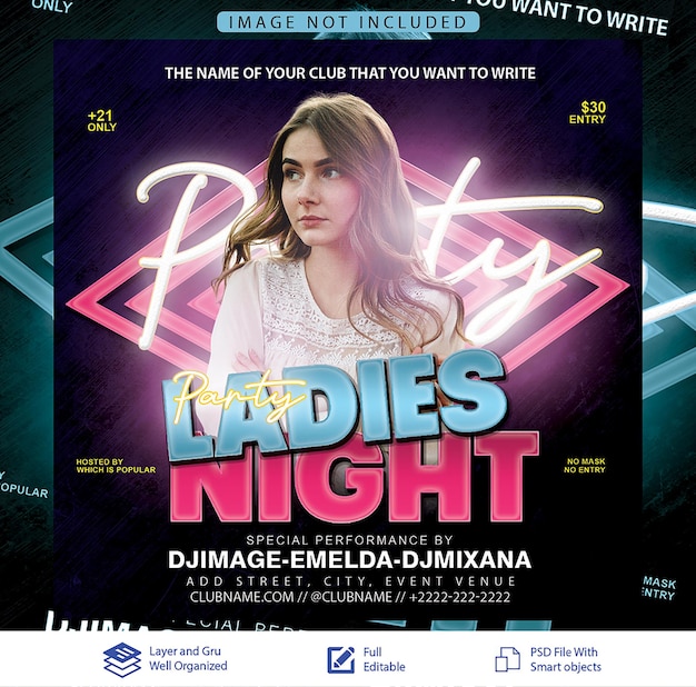 WOMENS NIGHT PARTY CLUB FLYER TEMPLATE