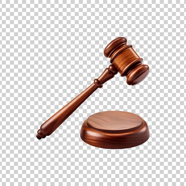 PSD wooden gavel on a transparent background