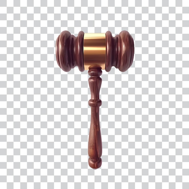 PSD a wooden judge gavel on transparent background