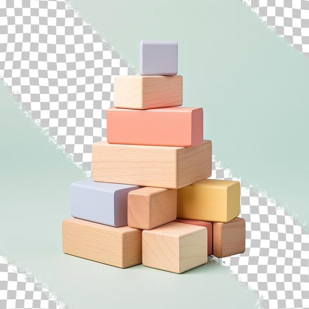 PSD wooden toy blocks on a transparent background