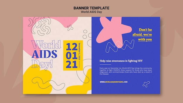 World aids day banner template with colorful details