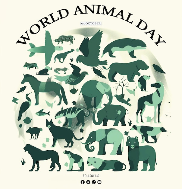 PSD world animal welfare day vector design template earth ecosystem wildlife animals conservation