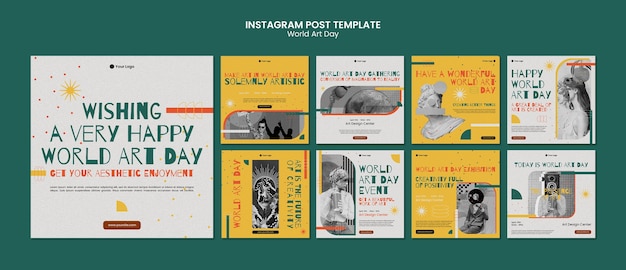 PSD world art day celebration instagram posts