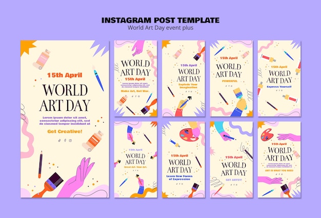 PSD world art day template design