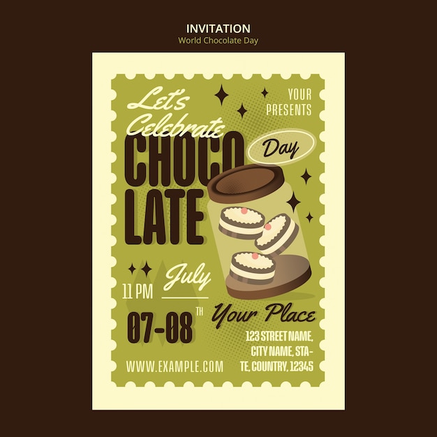 PSD world chocolate day invitation template