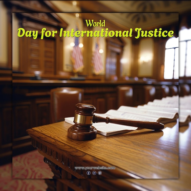 PSD world day for international justice for social media post