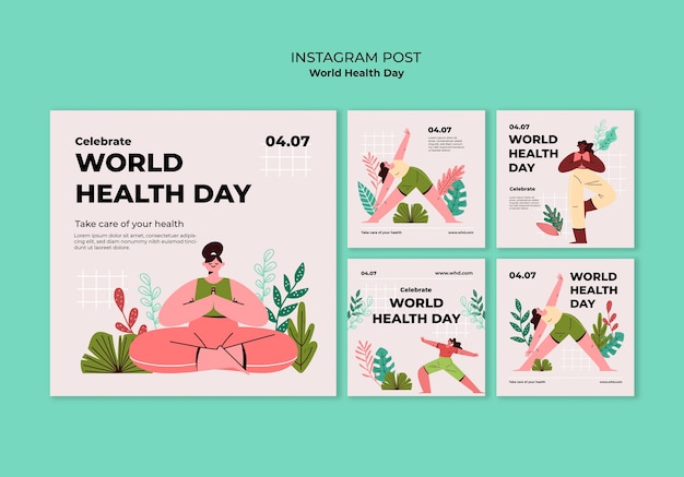 PSD world health day celebration instagram posts