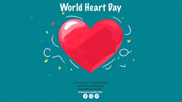 PSD world heart day social media poster design with heart anatomy background template