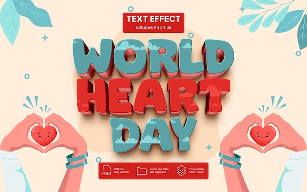 PSD world heart day text effect