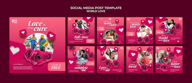 World love instagram posts design template