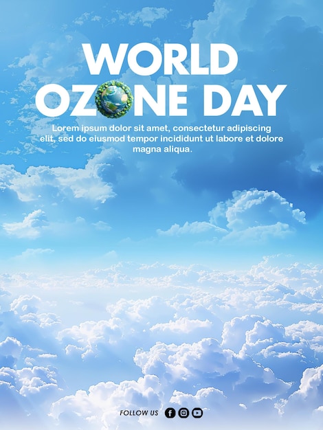 PSD world ozone day poster design with world ozone day background