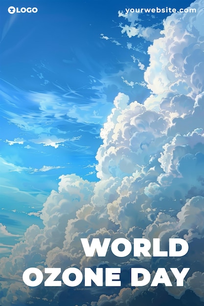 PSD world ozone day sky clouds poster design