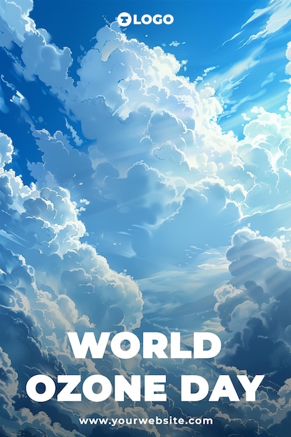 PSD world ozone day sky clouds poster design