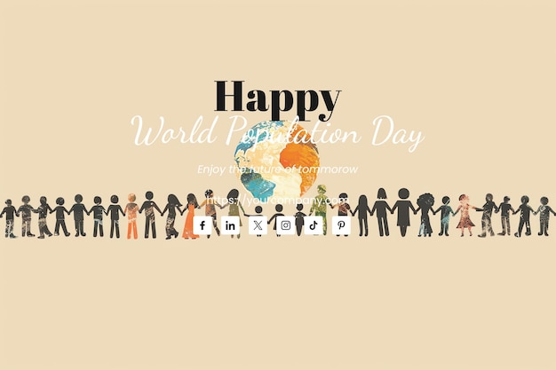 PSD world population day illustration tan background