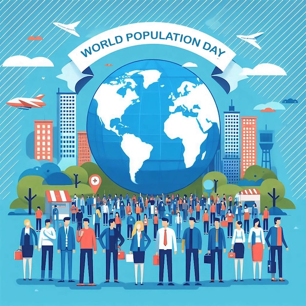 PSD world population day vector illustration on 11 july to raise awareness of global populations problem