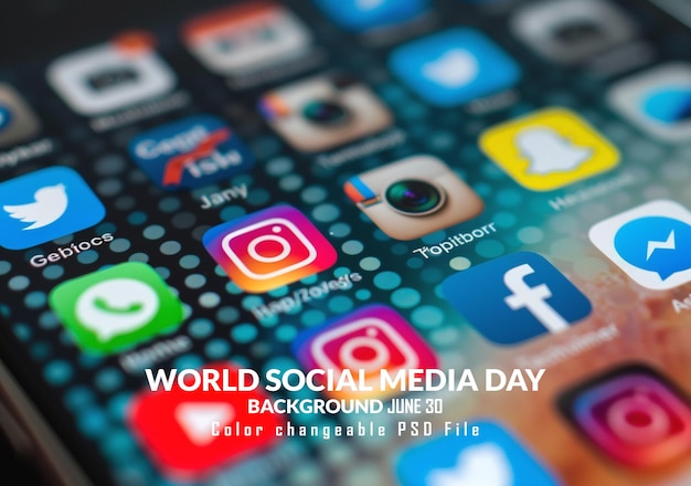 PSD world social media day june 30 holiday concept template for background