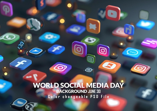 PSD world social media day june 30 holiday concept template for background