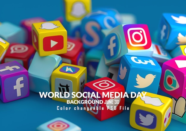 PSD world social media day june 30 holiday concept template for background