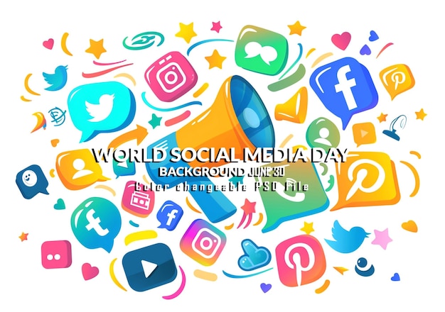 PSD world social media day june 30 holiday concept template for background