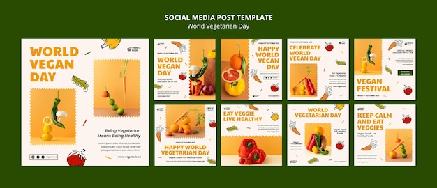 World vegetarian day instagram posts set