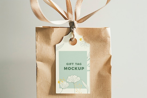 PSD wrapping paper gift tag mockup