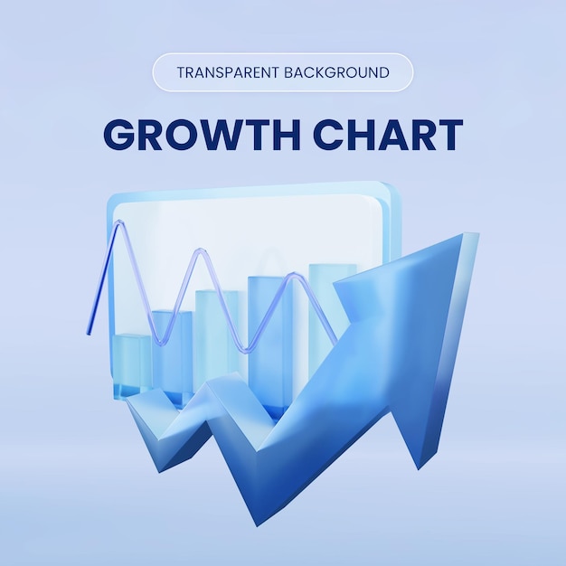 PSD wzrost wykres 3d ilustracja renderowania