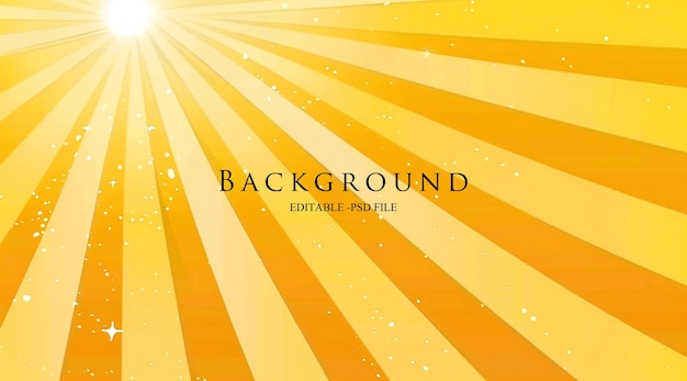 PSD yellow background with sun rays vector presentation design