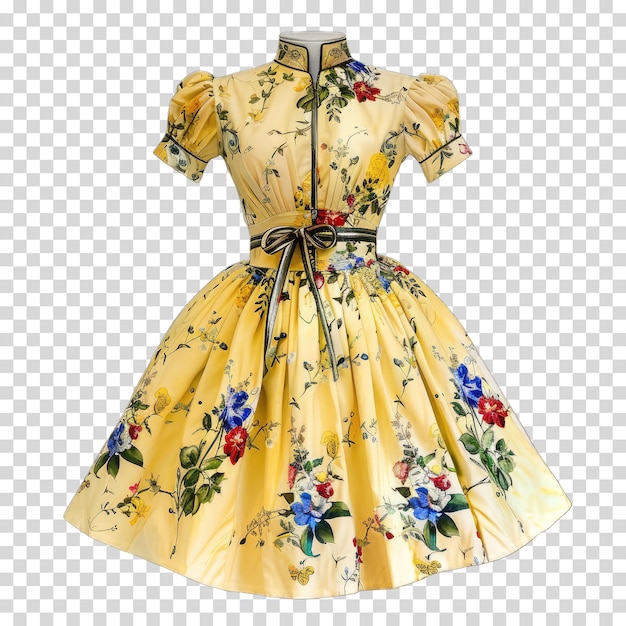 PSD yellow dress with a floral print