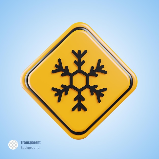 yellow frozen sign in 3d render illustration