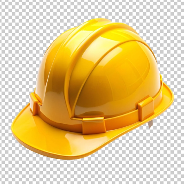 yellow hard plastic construction helmet on transparent background