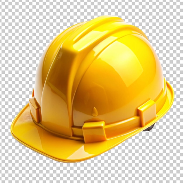 yellow hard plastic construction helmet on transparent background