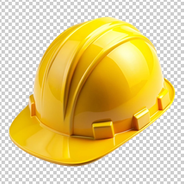 yellow hard plastic construction helmet on transparent background