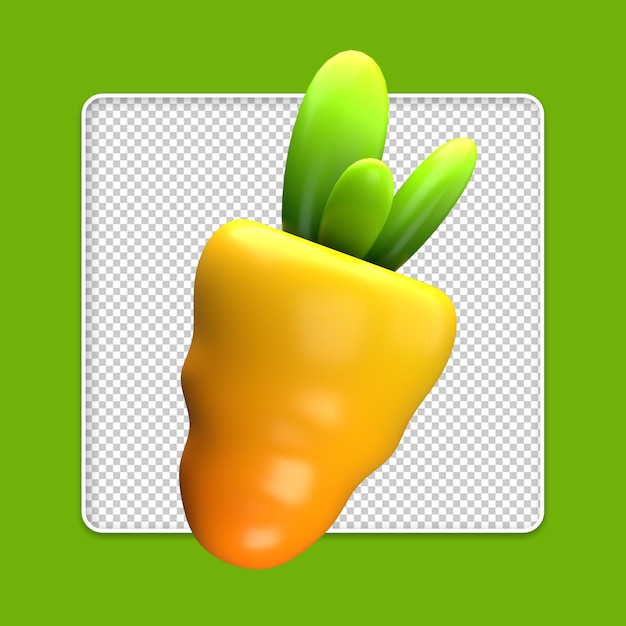 PSD a yellow pepper shaped as a carrot with a green background