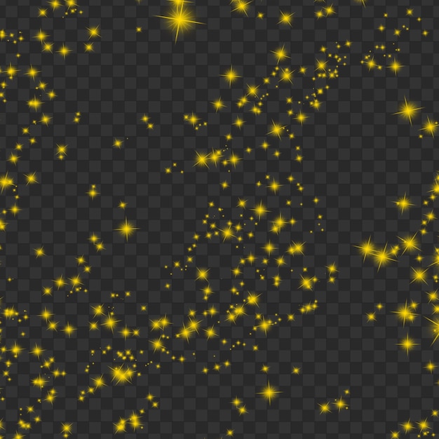 PSD yellow star dust isolated on transparent background