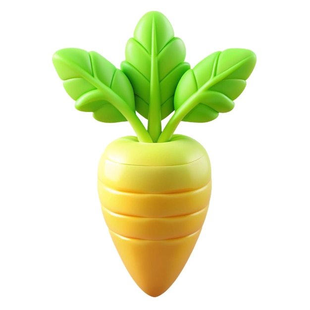 PSD a yellow vegetable with a green leaf on its head