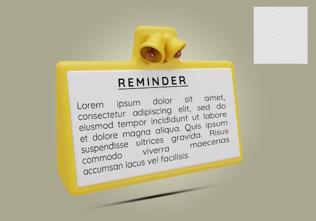 Yellow White Stand Reminder Notification Interface in 3D Design Mockup