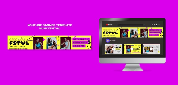 Youtube banner template for music festival