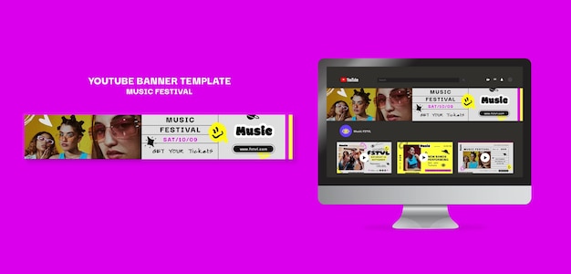 Youtube banner template for music festival