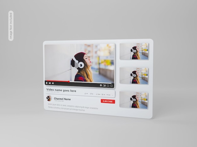 PSD youtube player 3d mockup