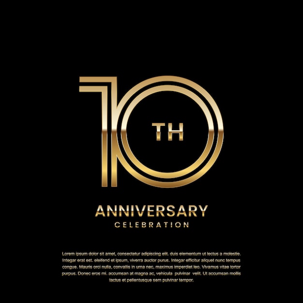 Vector 10 year anniversary anniversary logo with double line concept design line art vector design