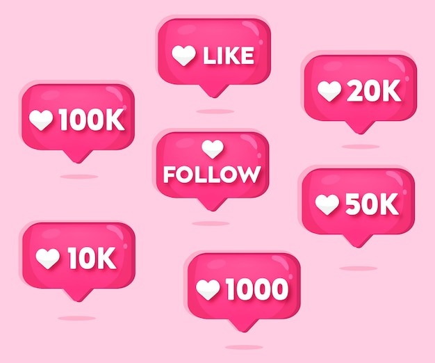 Vector 100k 10k 1000 10k 50k followers design free vector