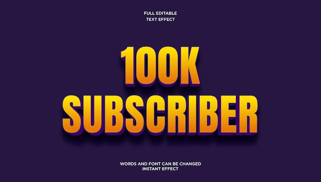 100K Subscriber Editable Text Effect