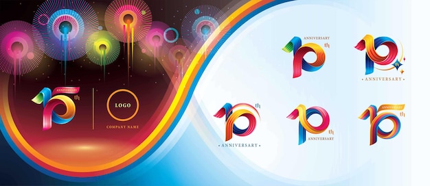 10th Anniversary Colorful logotype design, Ten years Logo, Abstract Twisted Infinity multiple lines.