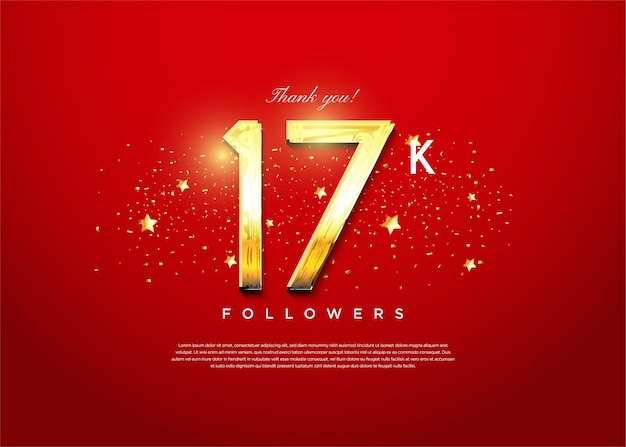 Vector 17k followers with beautiful and glowing celebratory numbers