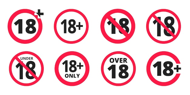 Under 18 forbidden round icon sign vector illustration set